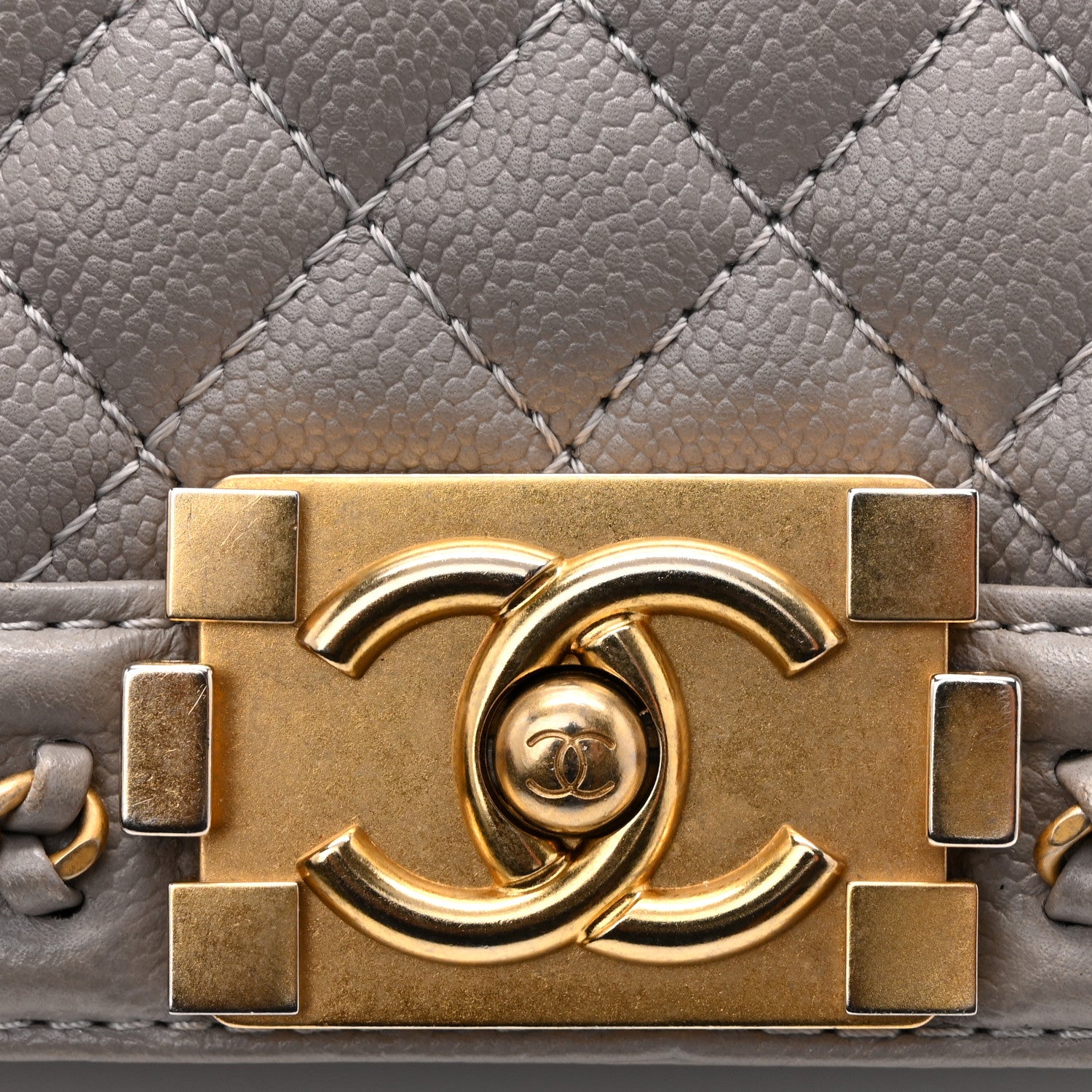 Chanel Caviar Quilted Chain Around Medium Boy Flap Grey 15 of 15