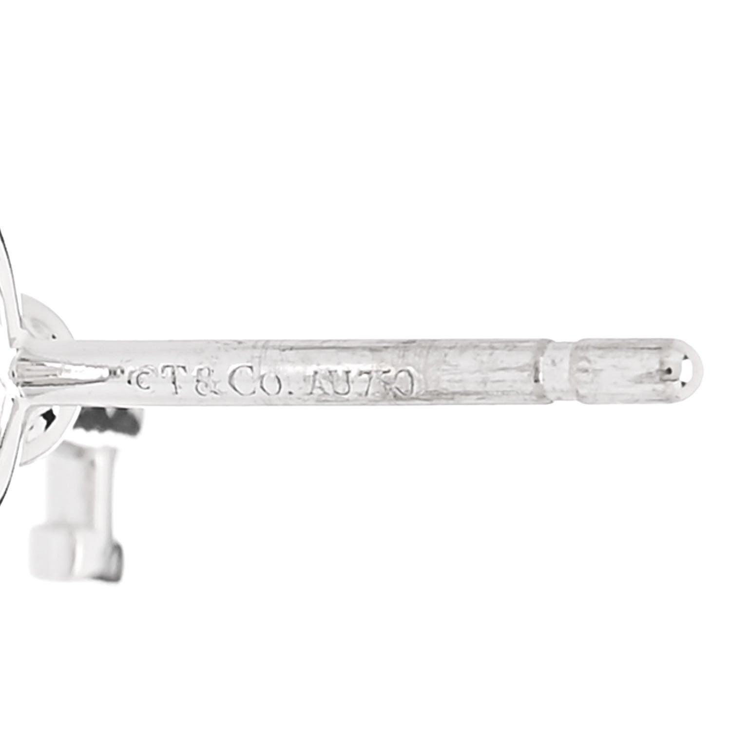 Tiffany 18K White Gold Diamond Mini Key Earrings 4 of 4