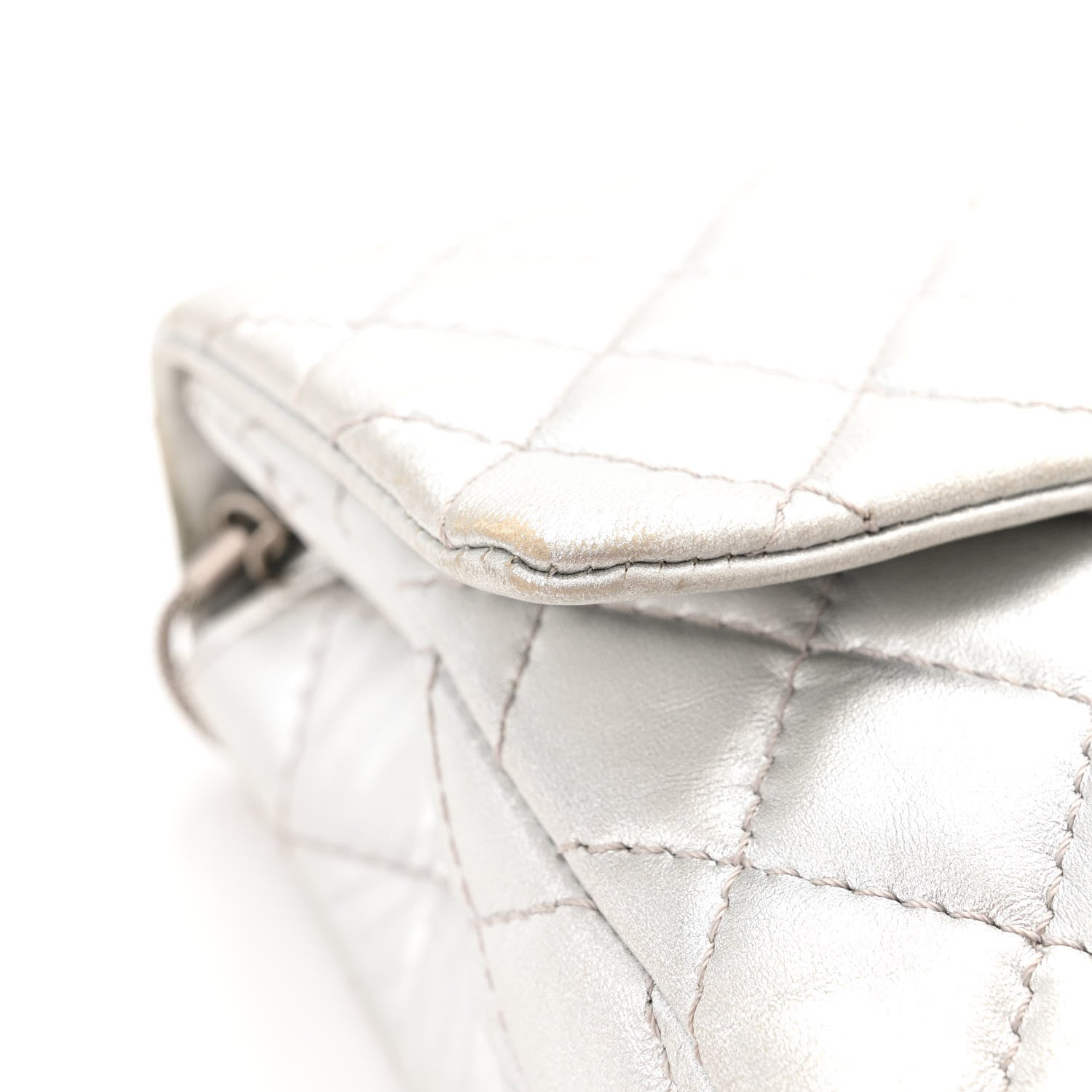 Chanel Metallic Lambskin Quilted Snake Chain 2.55 Reissue Flap Silver 15 of 19