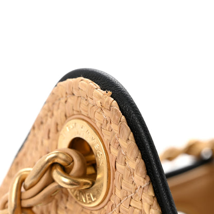 Chanel Braided Raffia Calfskin Quilted Mini Chanel 25 Handbag Beige Black 12 of 12
