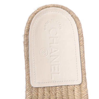 Chanel Lambskin Pearl CC Espadrille Slip On Sandals 38 Ivory 7 of 12
