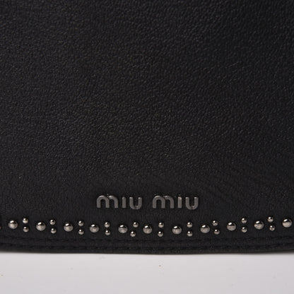 Miu Miu Goatskin Madras Soft Calfskin Crystal Embellished Dahlia Shoulder Bag Black 11 of 16