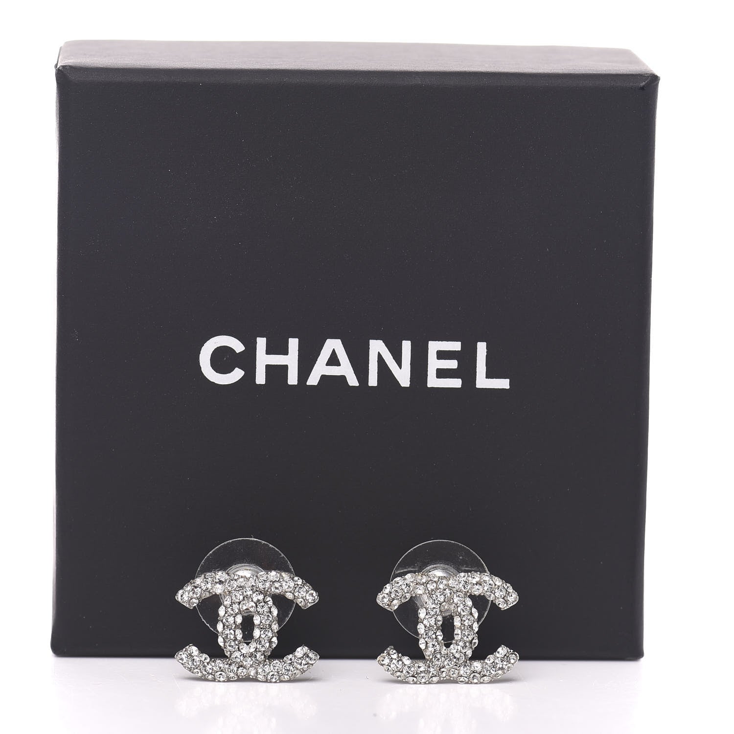 Chanel Crystal Mini CC Earrings Silver 5 of 5