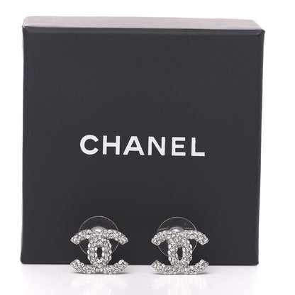 Chanel Crystal Mini CC Earrings Silver 5 of 5