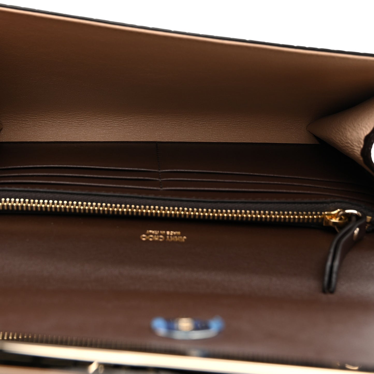 Calfskin Crocodile Embossed Emmie Clutch Bag Chocolate