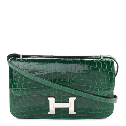 Hermes Shiny Niloticus Crocodile Constance Elan 25 Vert Emeraude 1 of 10