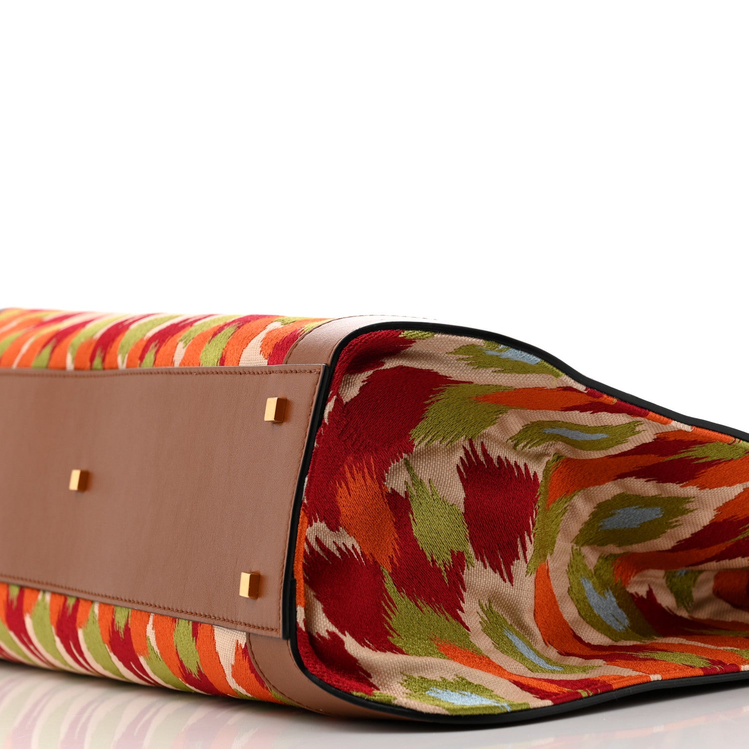 Valentino Garavani Canvas Calfskin Large Printed Vlogo Signature Tote Saddle Brown Multicolor 9 of 9