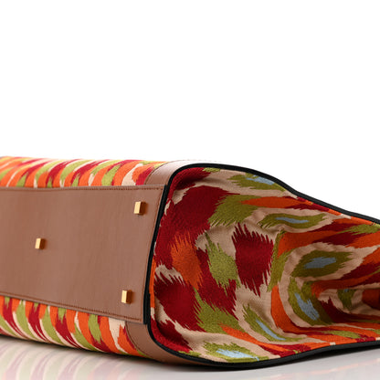 Valentino Garavani Canvas Calfskin Large Printed Vlogo Signature Tote Saddle Brown Multicolor 9 of 9