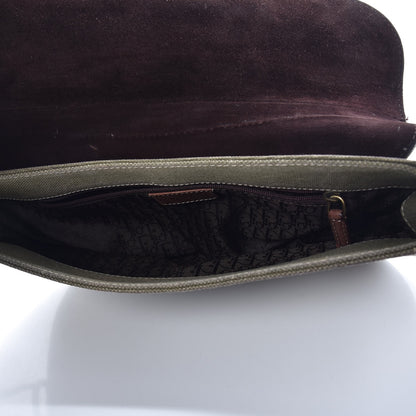 Christian Dior Calfskin Canvas Double Saddle Bag Green 5 of 9