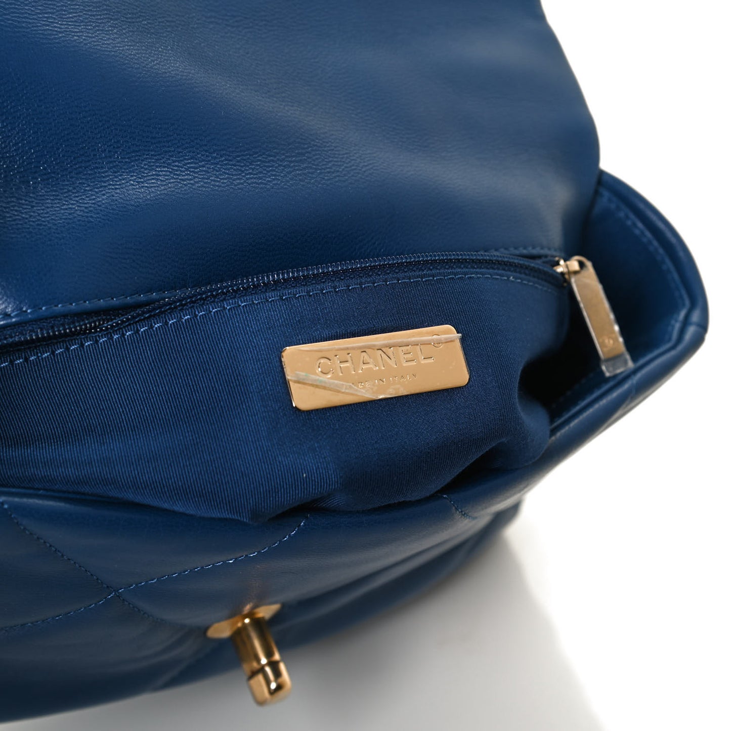 Goatskin Quilted Medium Chanel 19 Flap Dark Blue
