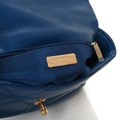 Chanel Goatskin Quilted Medium Chanel 19 Flap Dark Blue 8 of 10