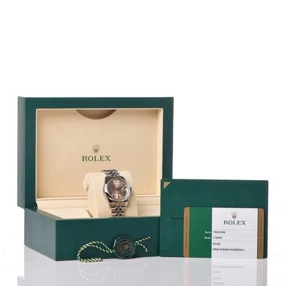 Rolex Stainless Steel 31mm Oyster Perpetual Datejust Watch Pink Roman 178240 7 of 7