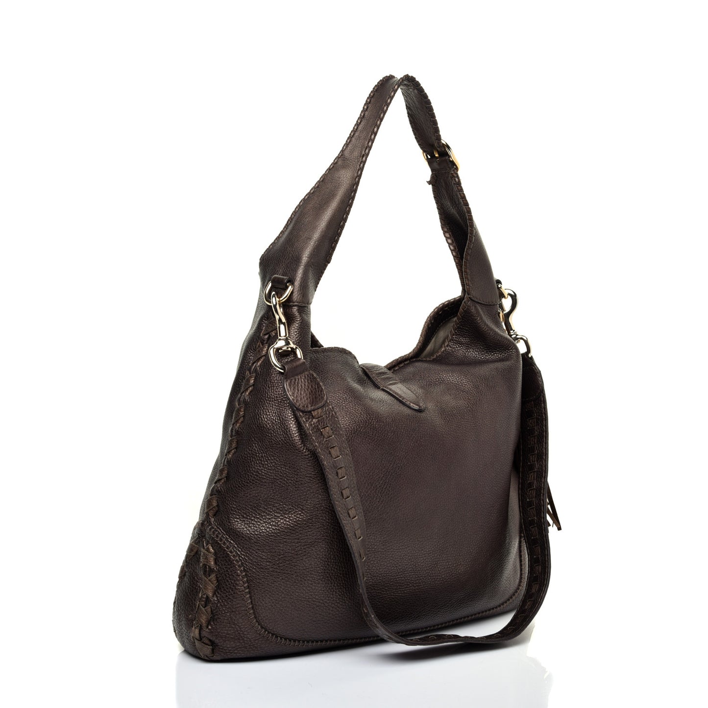 Metallic Pebbled Calfskin Large New Jackie Shoulder Bag Bronze