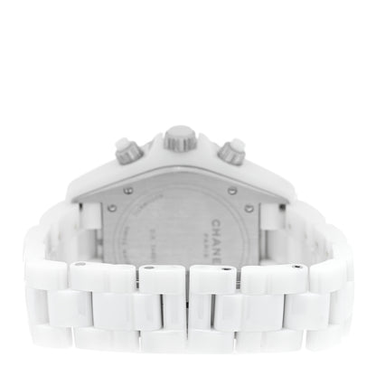 Chanel Stainless Steel Ceramic Diamond Bezel 41mm J12 Chronograph Automatic Watch White 3 of 4