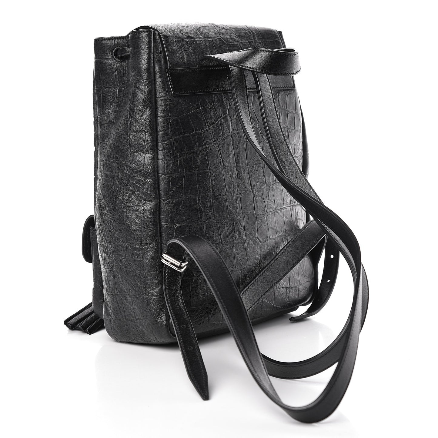 Crocodile Embossed Lambskin Festival Backpack Black