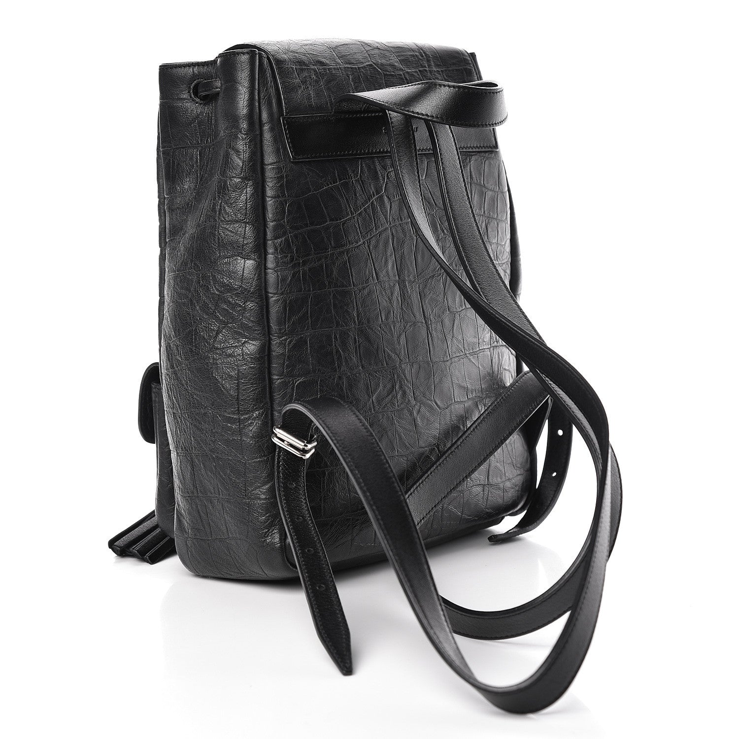 Saint Laurent Crocodile Embossed Lambskin Festival Backpack Black 3 of 11