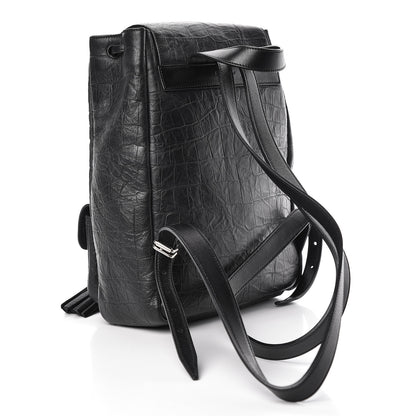 Saint Laurent Crocodile Embossed Lambskin Festival Backpack Black 3 of 11
