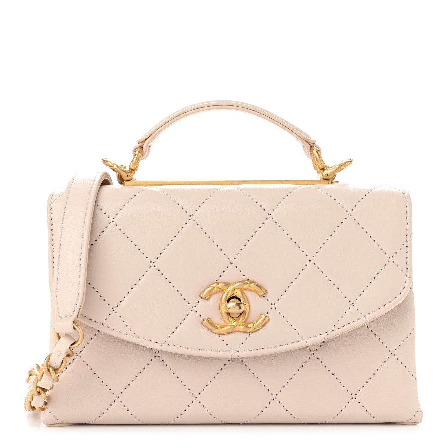 Chanel Lambskin Quilted Small Trendy Top Handle Bag Beige 1 of 10
