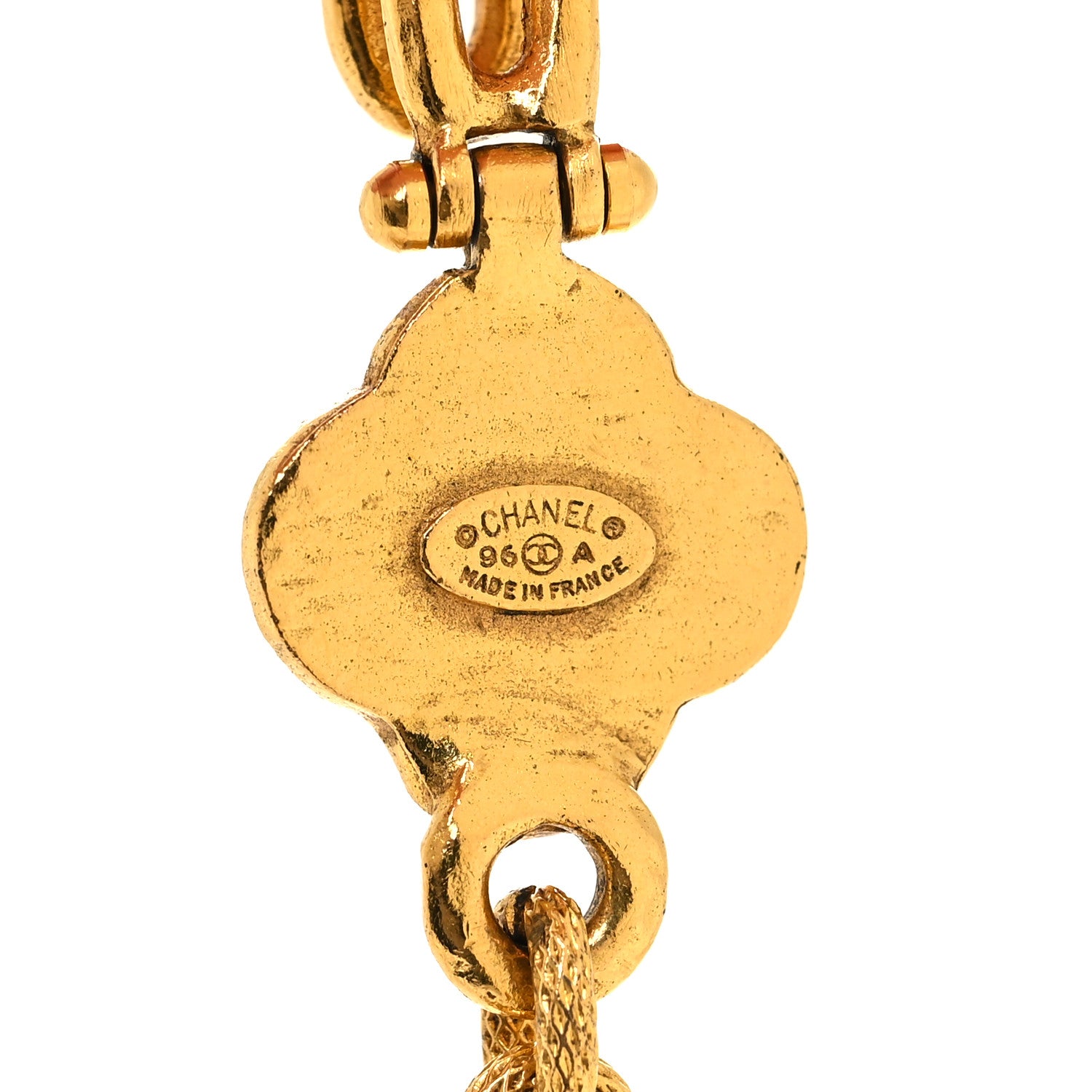 Chanel Chain Link CC Clover Necklace Gold 5 of 6