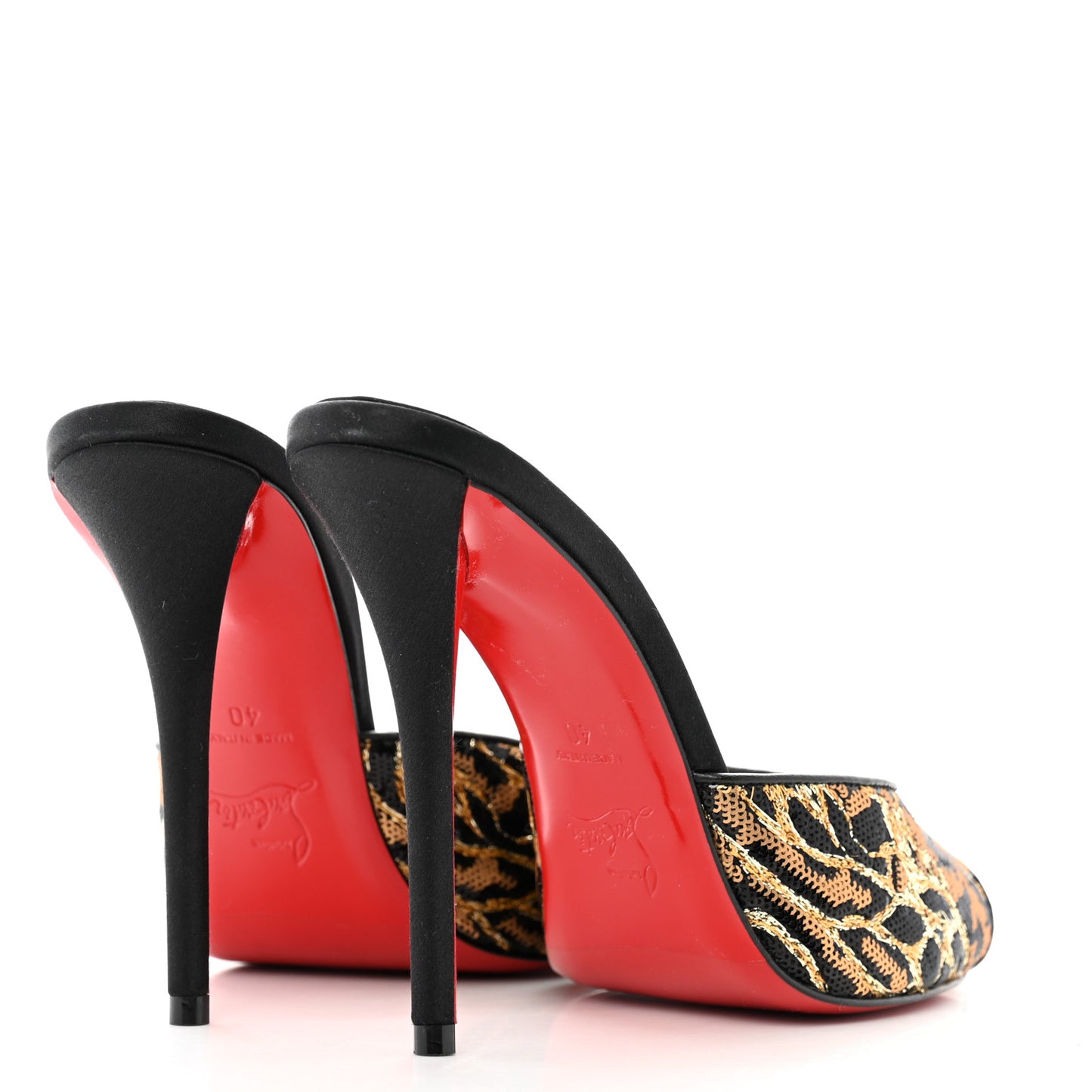 Miss Z Sequin Animal Print Mule 40 Gold Silver