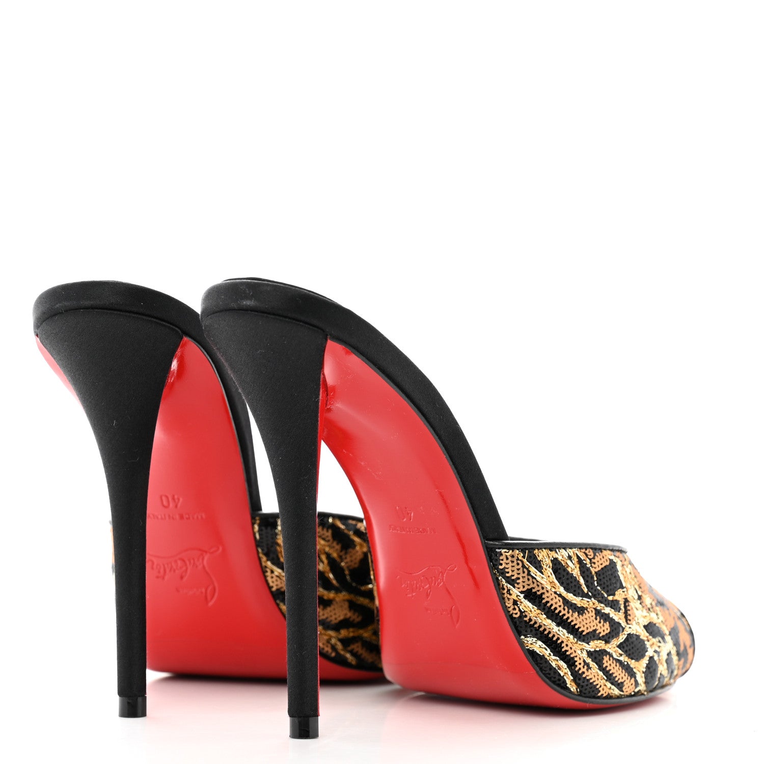 Christian Louboutin Miss Z Sequin Animal Print Mule 40 Gold Silver 5 of 10