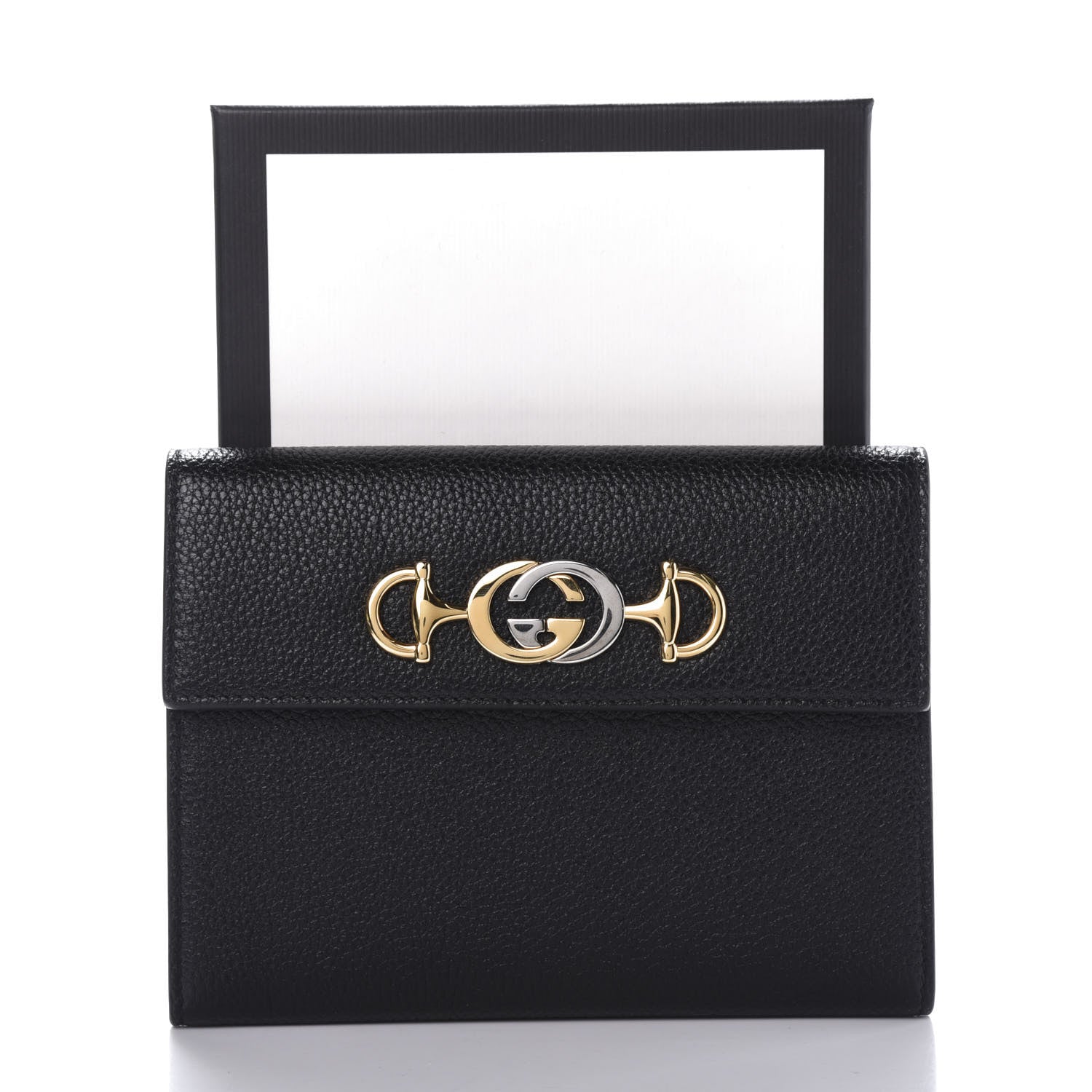 Gucci Grainy Calfskin Zumi Flap Card Case Black 7 of 7