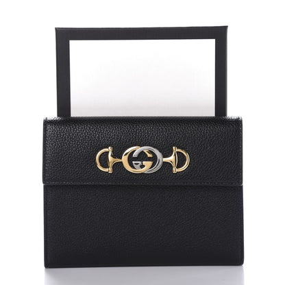 Gucci Grainy Calfskin Zumi Flap Card Case Black 7 of 7