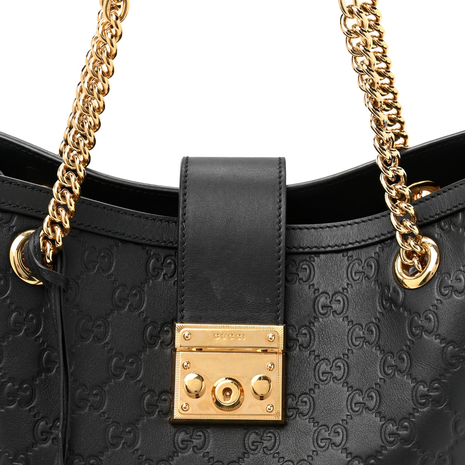 Gucci Guccissima Medium Padlock Tote Black 7 of 13