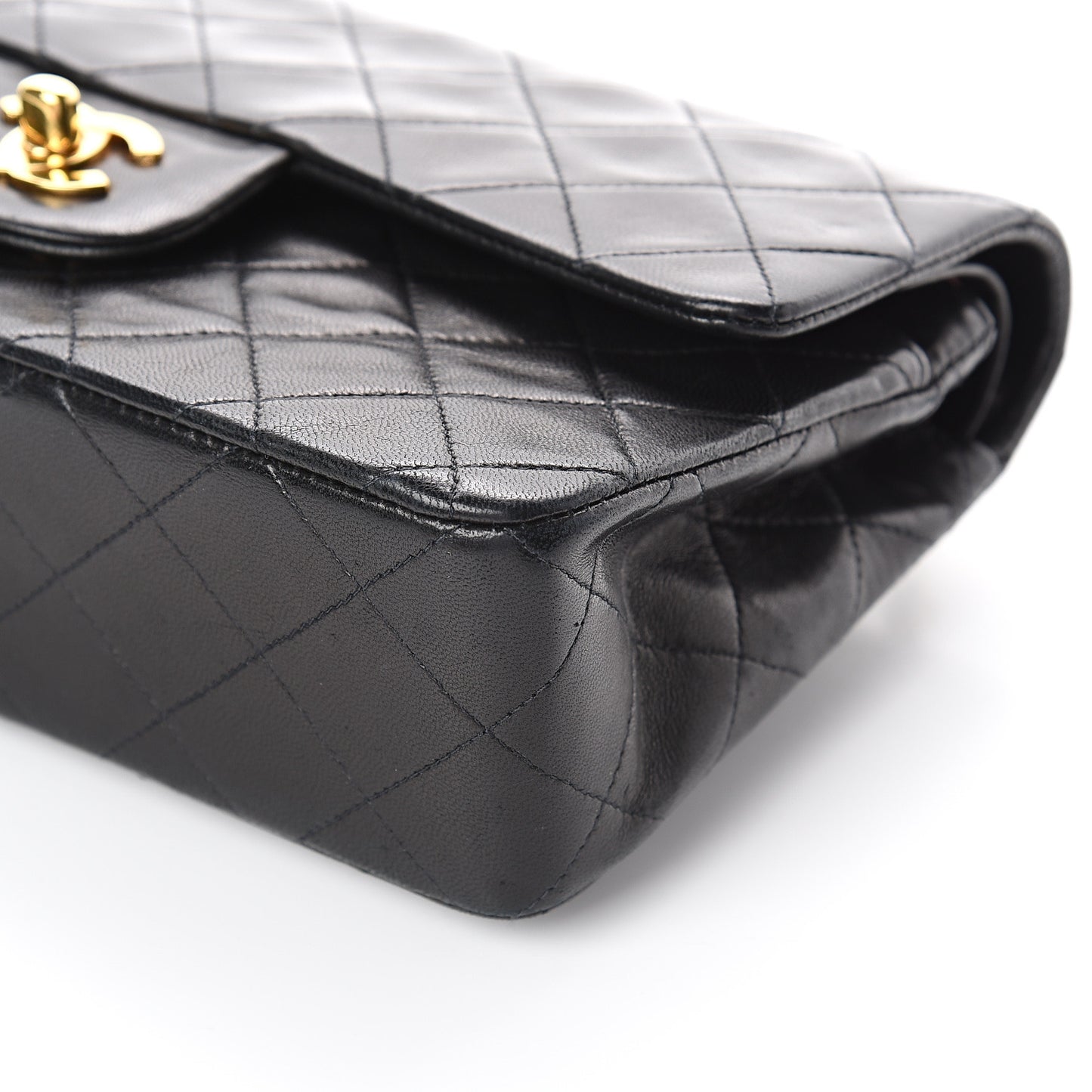 Lambskin Quilted Small Double Flap Black