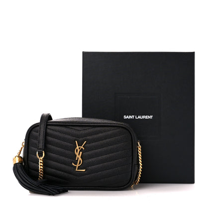 Saint Laurent Grain De Poudre Matelasse Monogram Mini Lou Camera Bag Black 4 of 12