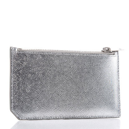 Saint Laurent Grained Calfskin 5 Fragments Zip Pouch Card Holder Silver 3 of 8