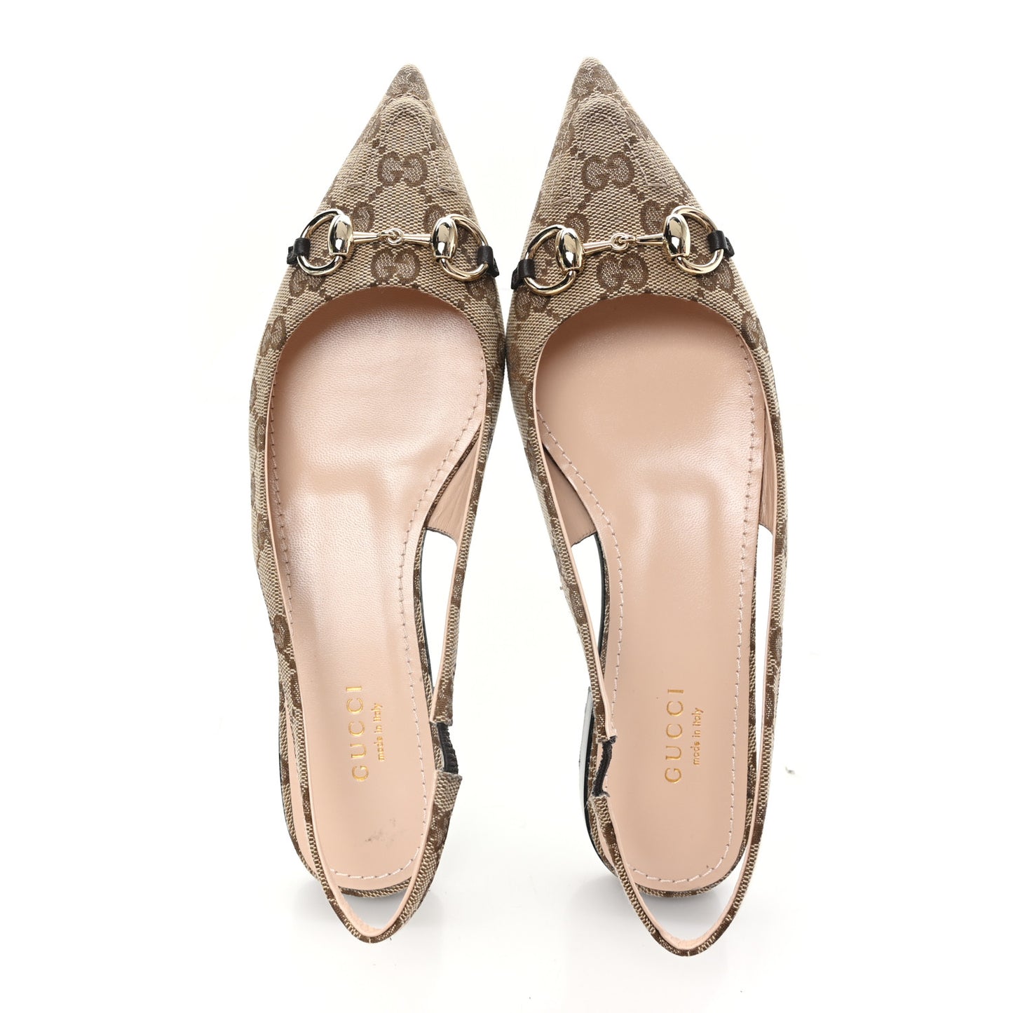 Monogram Horsebit Womens Slingback Ballet Flat 36.5 Beige Ebony Cocoa