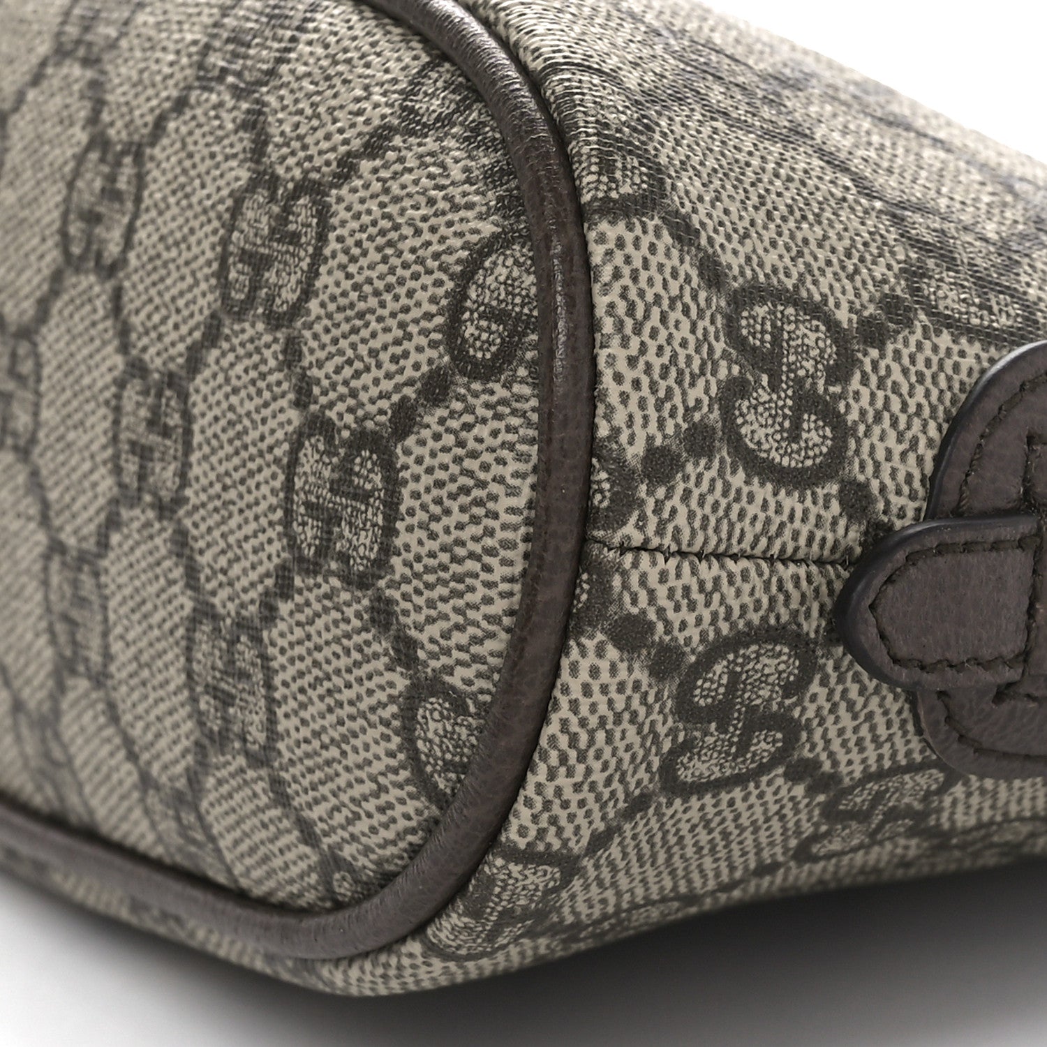 Gucci GG Supreme Monogram Textured Calfskin Web Large Ophidia Cosmetic Case Beige Ebony New Acero 10 of 11