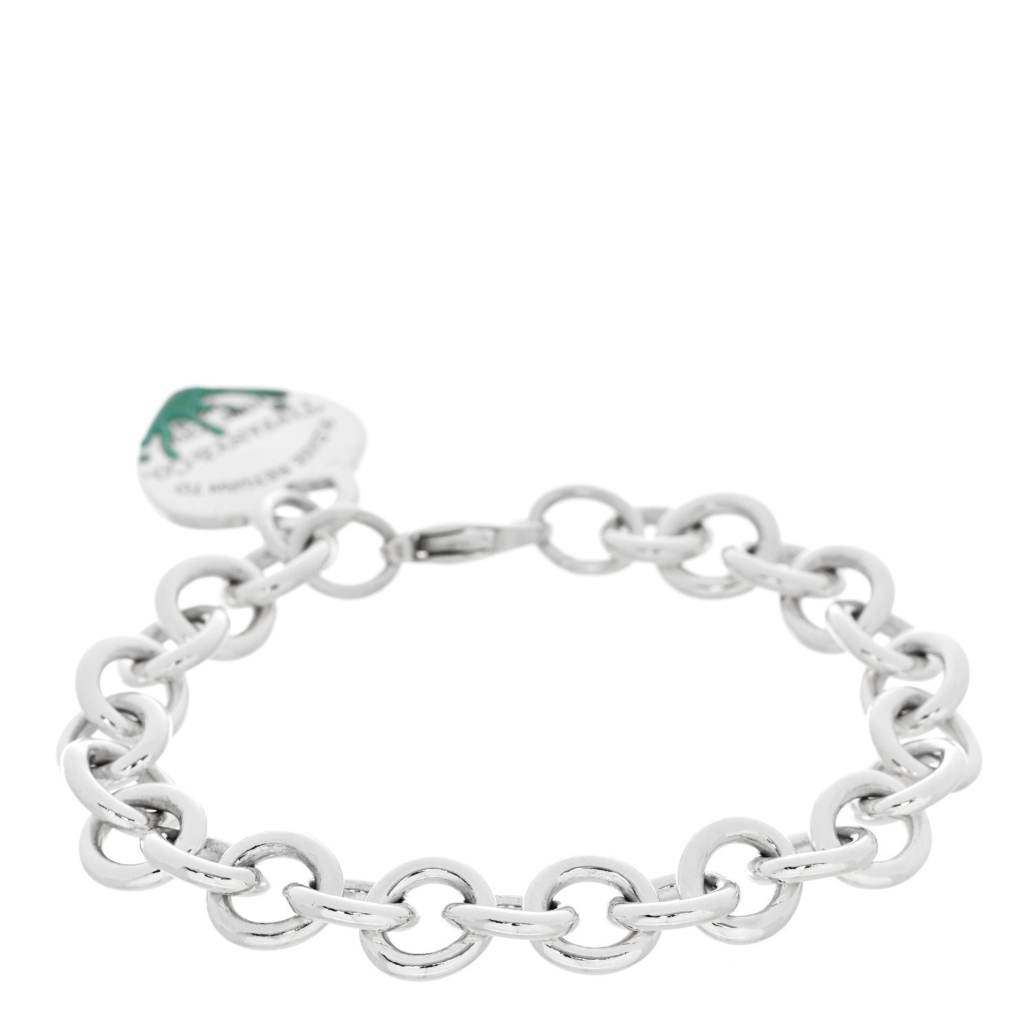 Tiffany Sterling Silver Enamel Return to Tiffany Color Splash Heart Tag Bracelet Blue 2 of 3