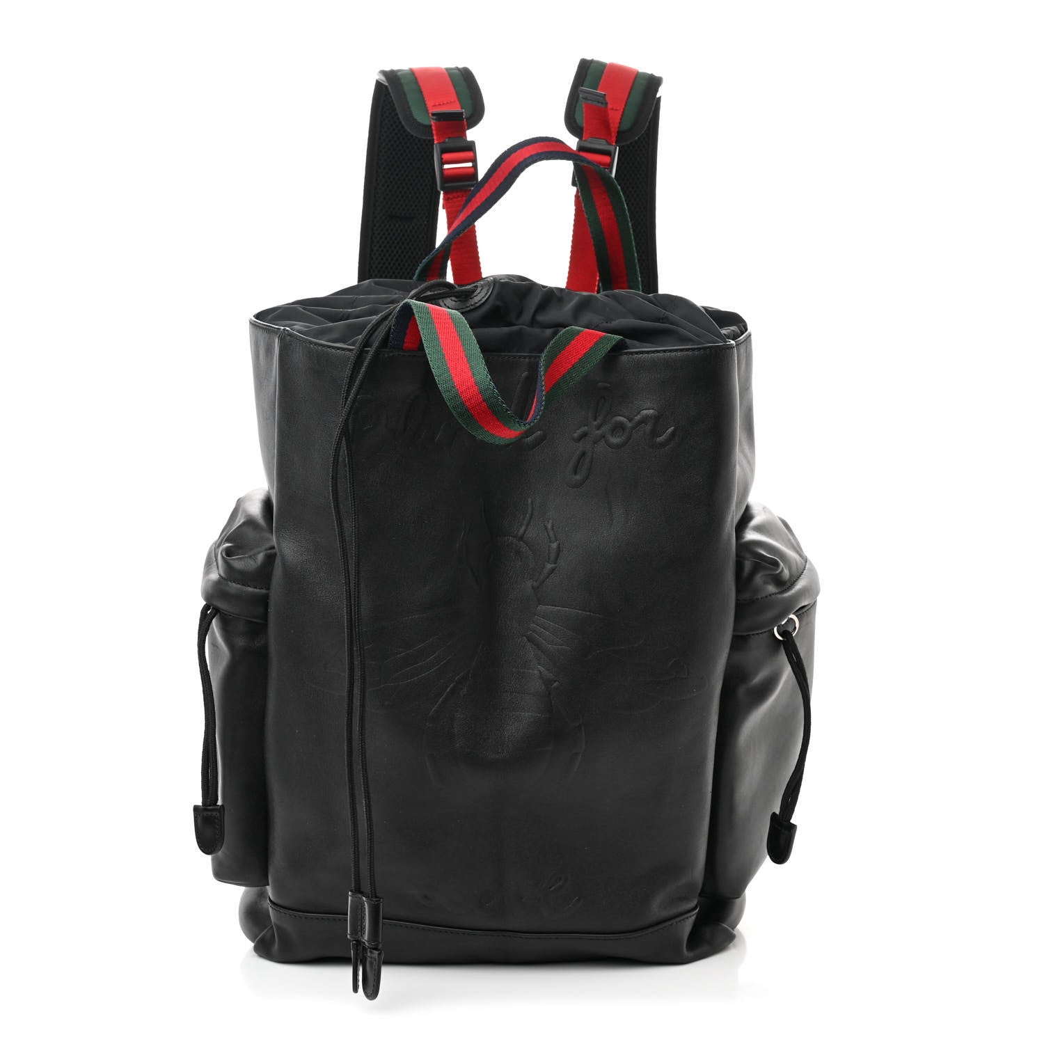 Gucci Calfskin Web Blind For Love Animalier Drawstring Backpack Black 1 of 10