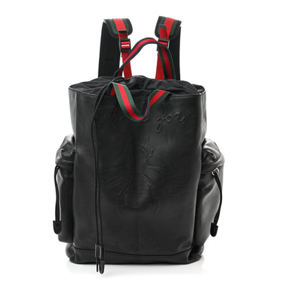 Gucci Calfskin Web Blind For Love Animalier Drawstring Backpack Black 1 of 10