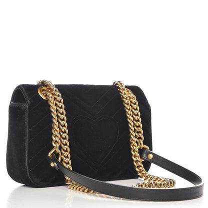 Gucci Velvet Matelasse Mini GG Marmont Shoulder Bag Black 3 of 11