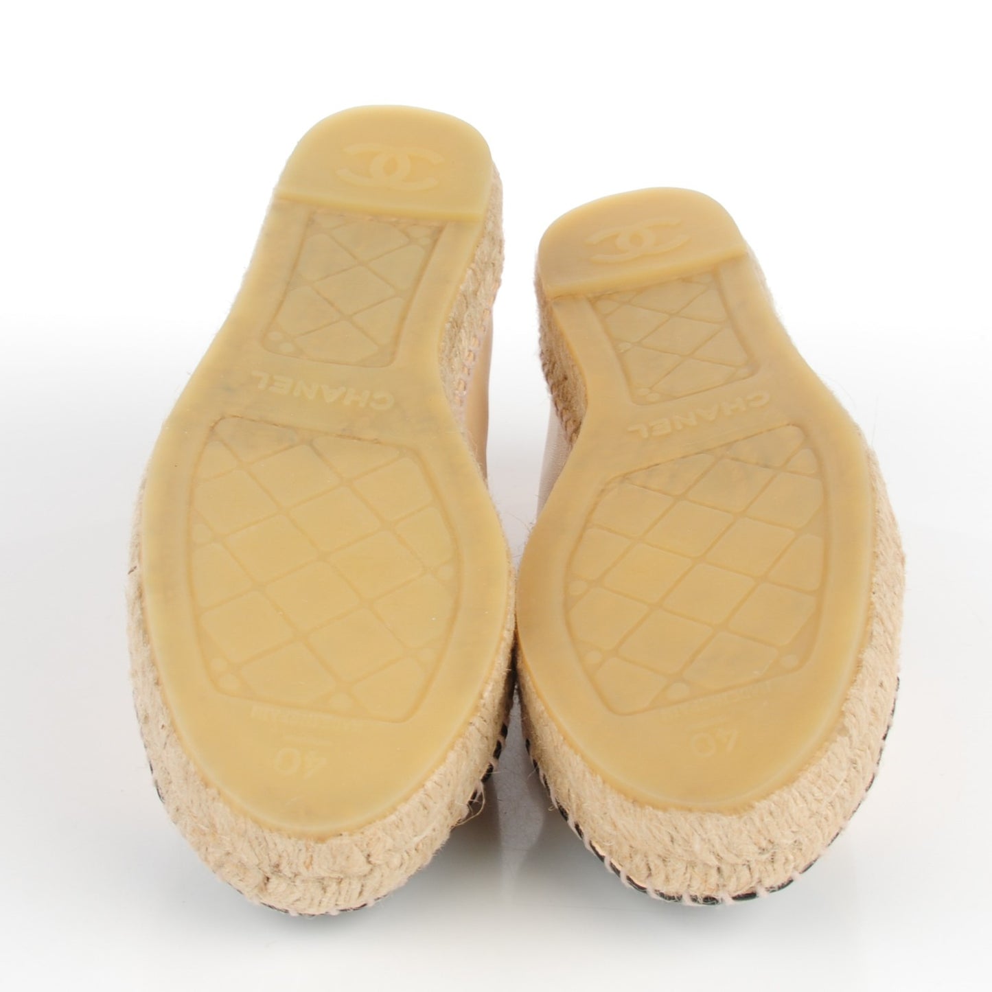 Lambskin CC Espadrilles 40 Beige Black