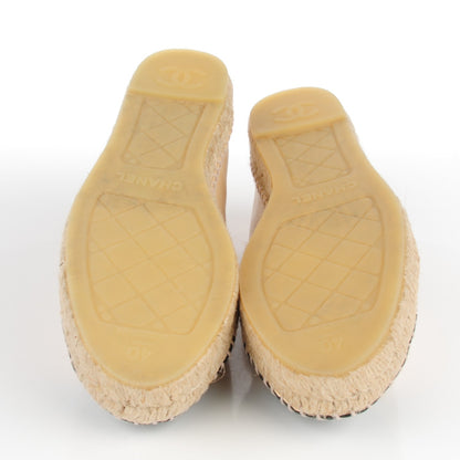 Chanel Lambskin CC Espadrilles 40 Beige Black 6 of 9