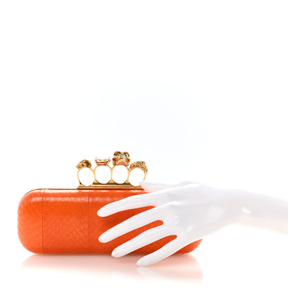 Alexander McQueen Snakeskin Knuckle Box Clutch Orange 2 of 8