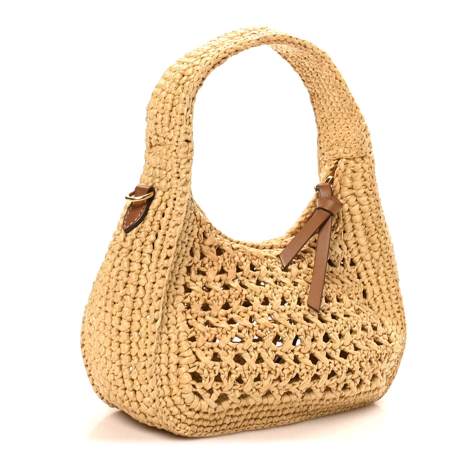 Miu Miu Fabric Crochet Wander Hobo Beige Khaki 3 of 8