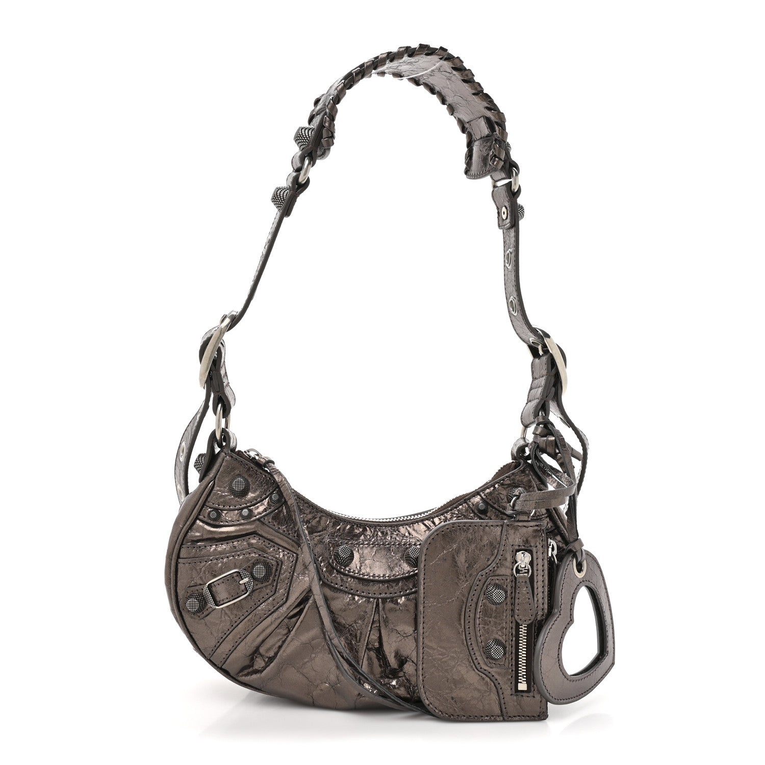 Balenciaga Metallic Agneau Arena Le Cagole Shoulder Bag XS Dark