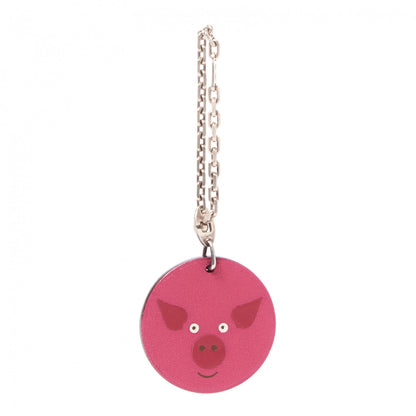 Hermes Chevre Mysore Pig Key Chain Pink Rose Shocking 1 of 5