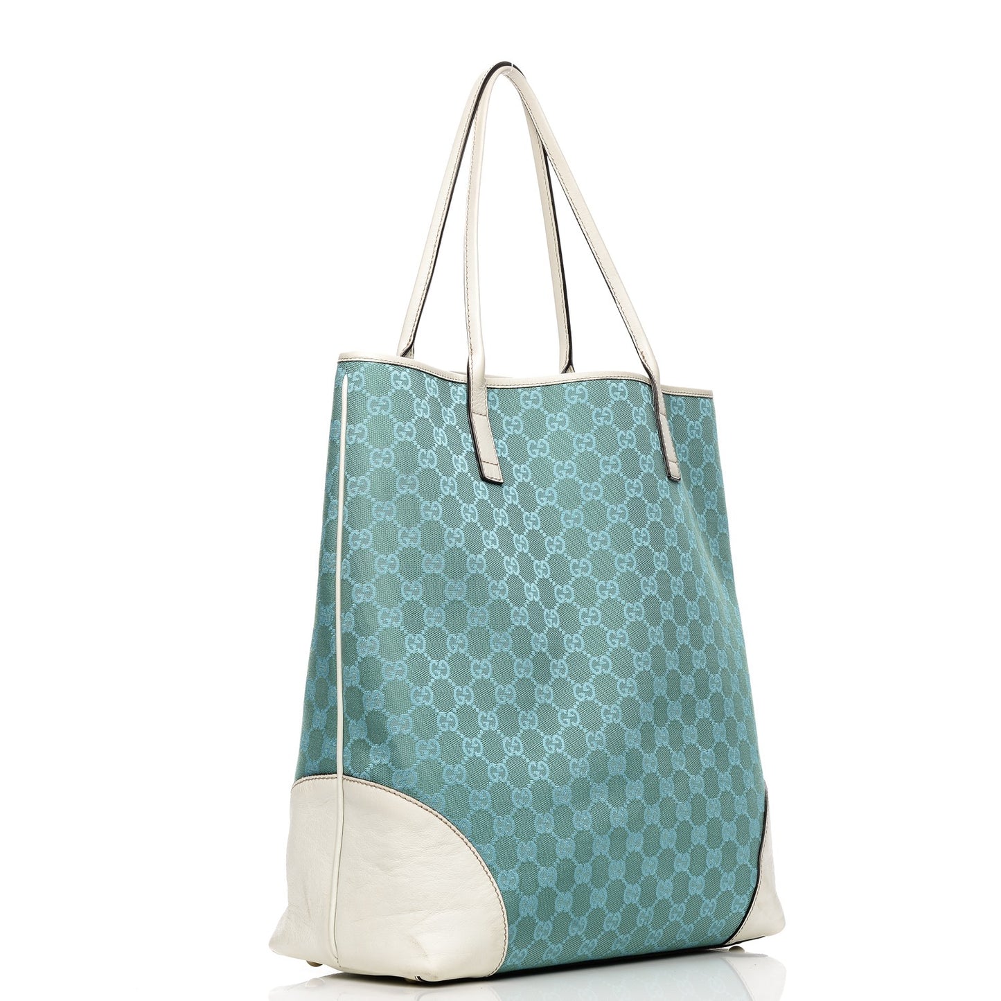 Monogram Tote Turquoise White