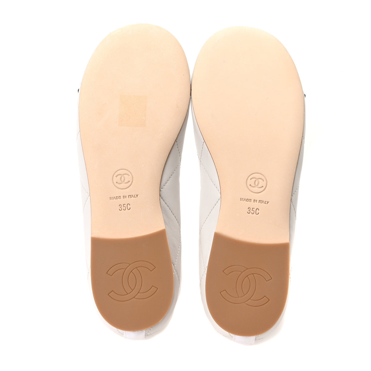 Chanel Lambskin Quilted CC Cambon Ballet Flats 35 White Black 6 of 10