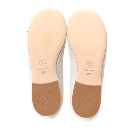 Chanel Lambskin Quilted CC Cambon Ballet Flats 35 White Black 6 of 10