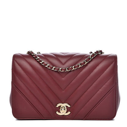 Chanel Calfskin Chevron Quilted Mini Statement Flap Burgundy 1 of 11