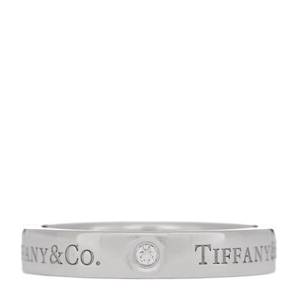 Tiffany Platinum Diamond Logo Band Ring 60 9.25 1 of 5