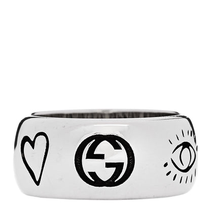 Gucci Sterling Silver Wide Blind for Love Band Ring 54 6.75 3 of 6