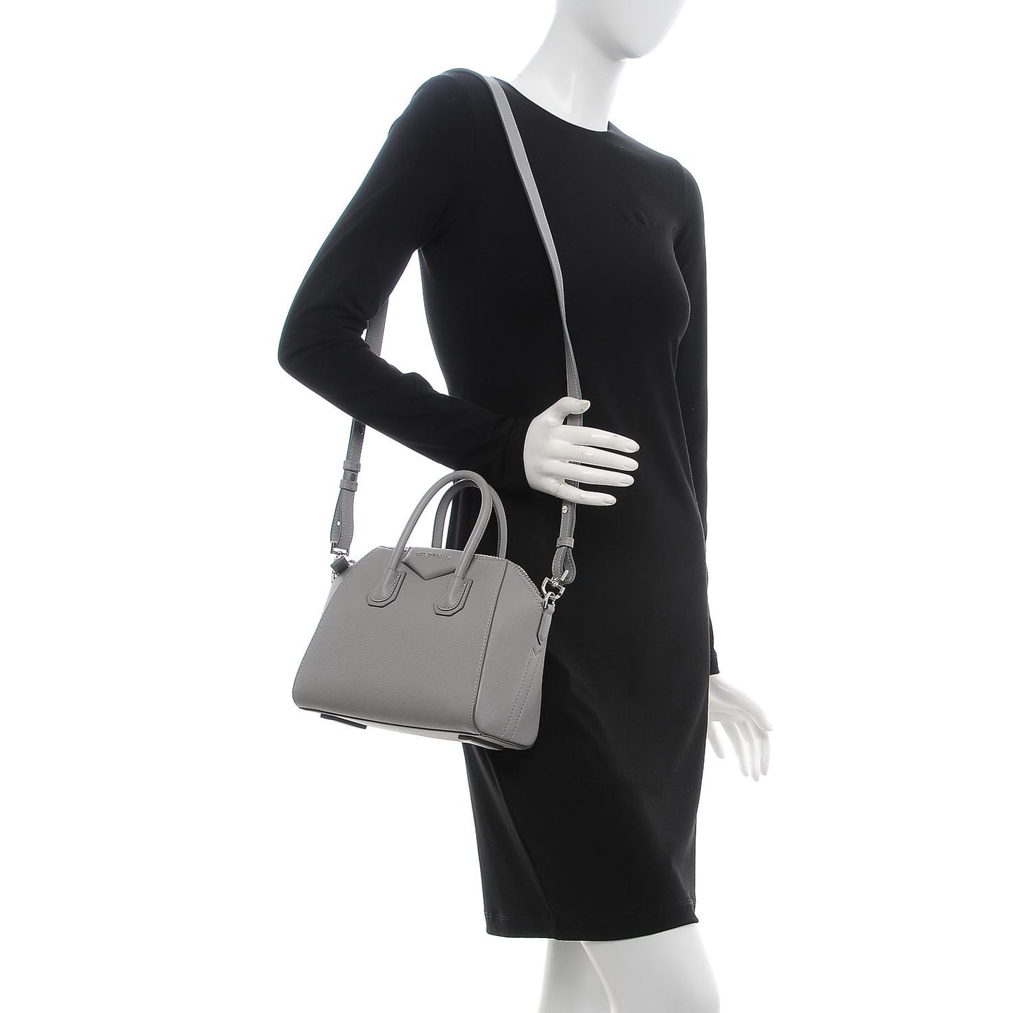 Sugar Goatskin Mini Antigona Pearl Grey